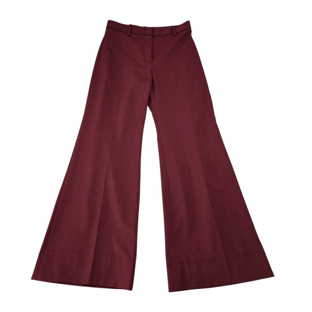Banana Republic Logan Burgundy Wool Blend Wide Leg Trouser Pants Womens 6 Petite
